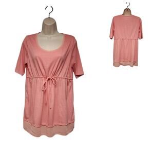Motherhood Maternity Scoop Neck Short Sleeve Tunic Blouse Size Medium Color Pink